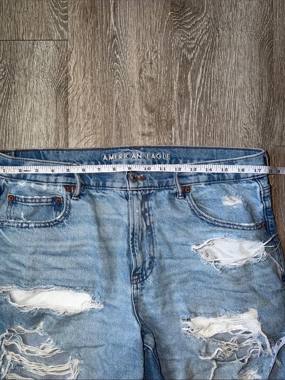 American Eagle Outfitters Light Blue Ripped Denim Bermuda Jean Shorts 12